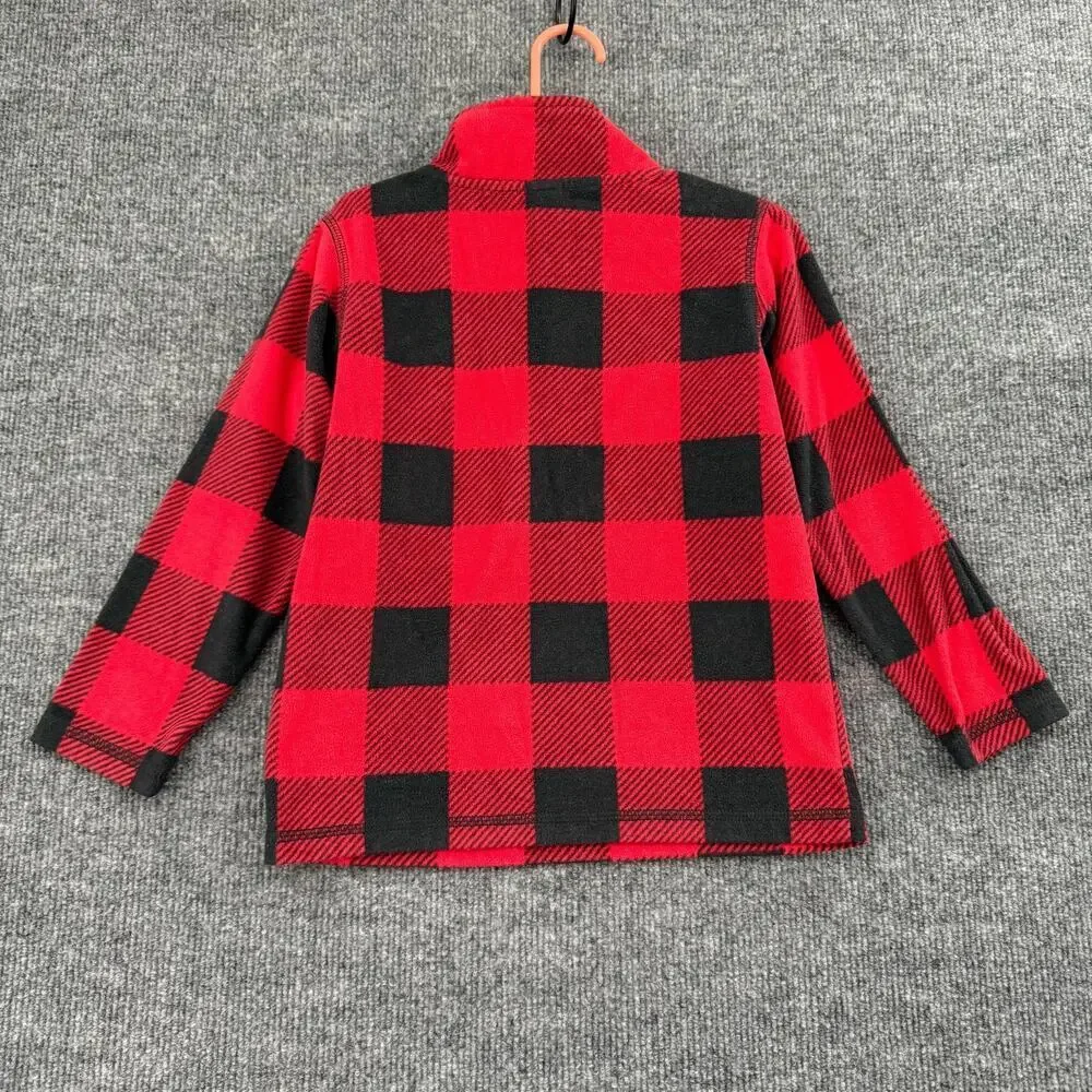 Carters Fleece 1/4 Zip Pullover Jacket Size 4T Buffalo Plaid Red Black